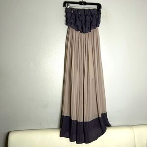 YA strapless color lock maxi dress ruffle upper relaxed fit mini style small